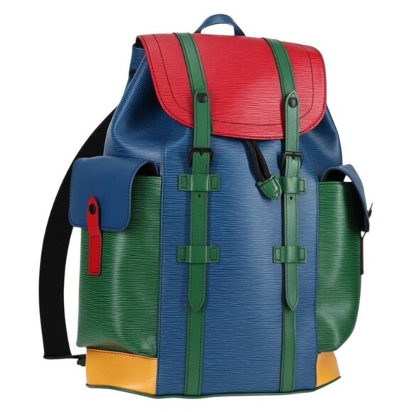 LOUIS VUITTON Epi Christopher PM Backpack Tricolor Blue Red M55565 Auth 122883M - Picture 1 of 16